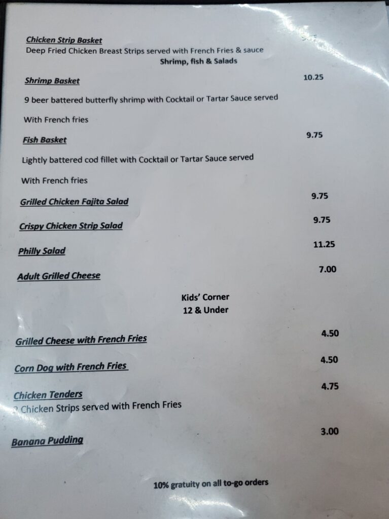 Jetty Shack Menu 2