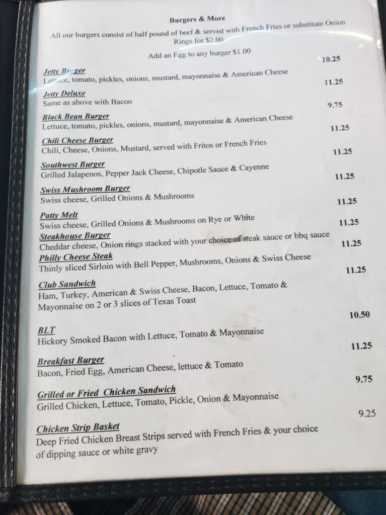 Jetty Shack Menu 3