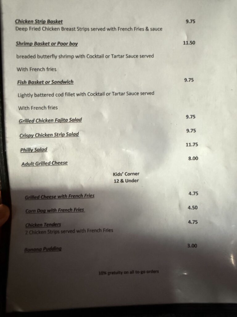 Jetty Shack Menu 4