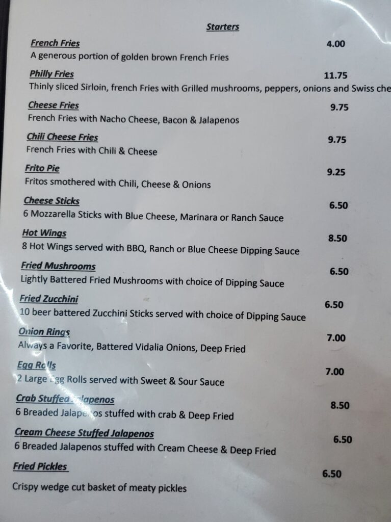 Jetty Shack Menu 5